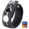 Prémium bőr péniszgyűrű – 3 fokozat, fekete-fehér