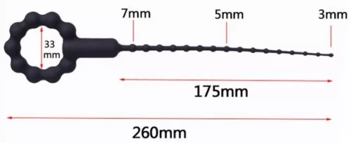 Vibrating urethral wand with O-ring – 17.5 cm, 3-8 mm diameter