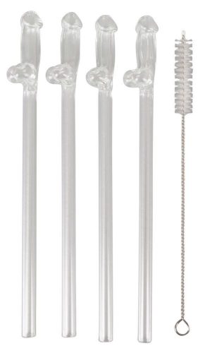 Willy Glass Straws 4 pcs