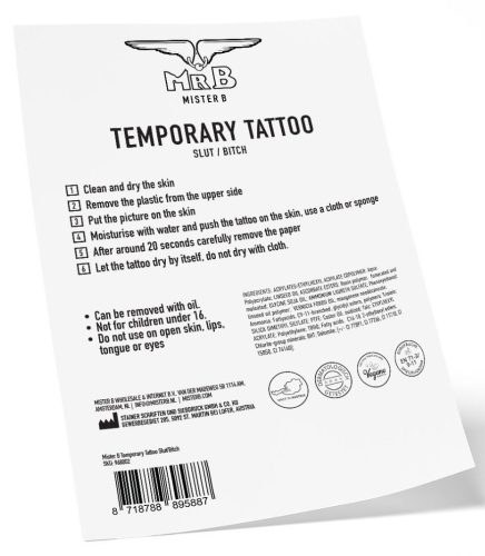MrB Slut / Bitch – ephemeral tattoo 15 x 5 cm