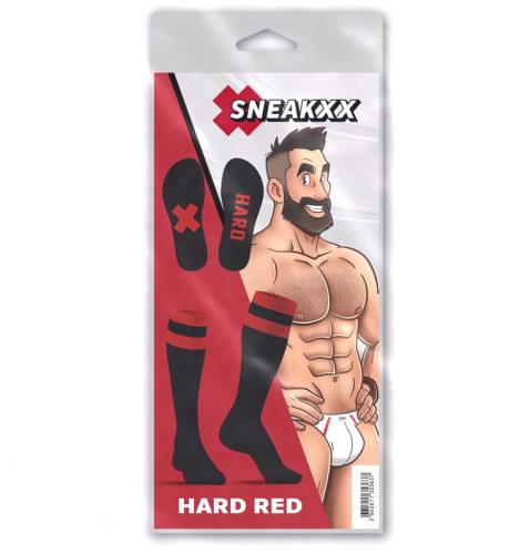 Hard SneakXX – stylish, premium high socks, black and red