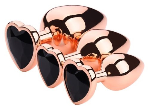 Bijou – prémium arany szív anal plug fekete színben