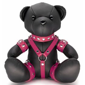 Bendy – premium BDSM teddy bear made of soft leather, pink