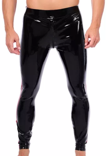 Xrub – black and red latex trousers with zippers front and back