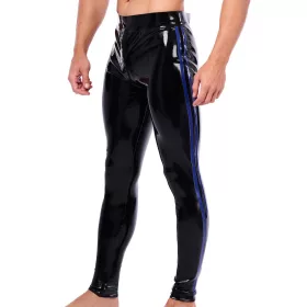   Xrub – black and blue latex trousers with front-back zipper