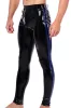 Xrub latex trousers – black and blue, with zippers front and back