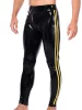 Xrub latex trousers - front and back zippers, black and yellow