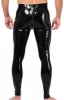 Xrub latex trousers - front and back zippers, black and yellow