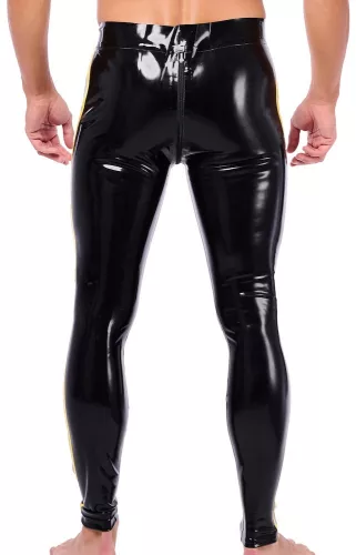 Xrub latex trousers - front and back zippers, black and yellow