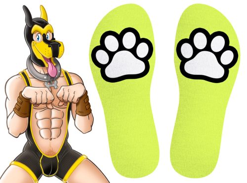 Paw Kinky Puppy – bright yellow fluo socks for pampering