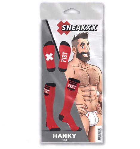 HANKY FIST SneakXX – high-top socks in red