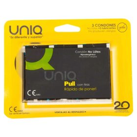 UNIQ – latex-free condoms with strips, pack of 3