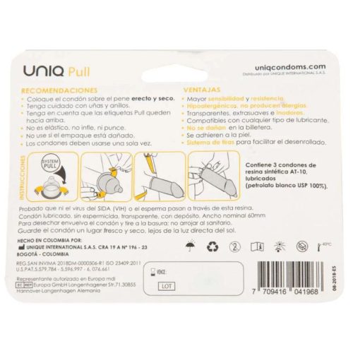 UNIQ – latex-free condoms with strips, pack of 3