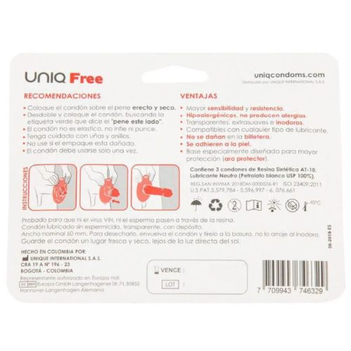 UNIQ – latex-free condoms with protective rings, 3 pcs
