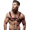 Fetish – Men's Eco-Leather Chest Strap Black/P Red