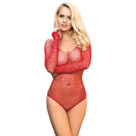   SUBBLIME - bright red top, off-shoulder, long sleeves, one size