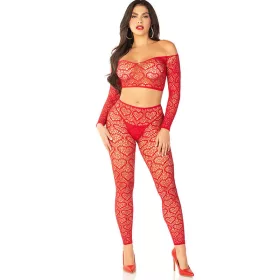 LEG AVENUE - red crop top and tights in one size