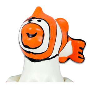   CONDOMERIE - Hand-painted novelty condom with orange fish pattern