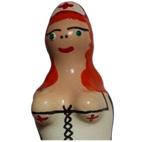 CONDOMERIE - hand-painted erotic condom, redhead nurse