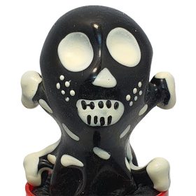   CONDOMERIE – hand-painted condom with a black skull pattern