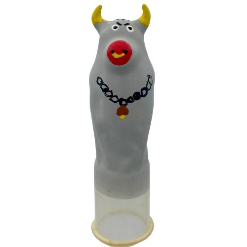 CONDOMERIE - Hand-painted XL grey bull condom