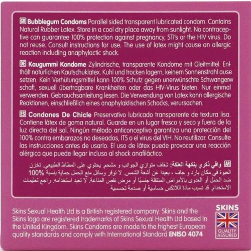 SKINS - Bubblegum flavoured premium condom pack of 4 pcs