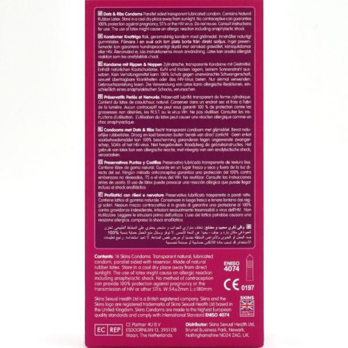 SKINS – Premium Dotted and Ribbed Condom Pack of 16