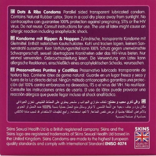 SKINS - Premium Condoms Pack of 4 with Dots and Pleats