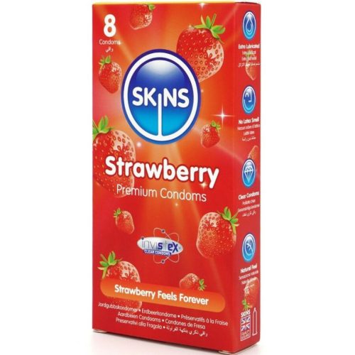 SKINS – strawberry flavored premium condoms pack of 8