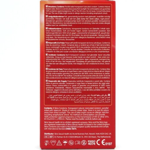 SKINS – strawberry flavored premium condoms pack of 8