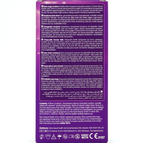 SKINS - extra nagy prémium óvszerek 8 darabos csomagban