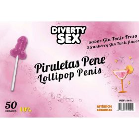   DIABLO GOLOSO - strawberry gin-tonic flavored penis lollipop with 10% alcohol