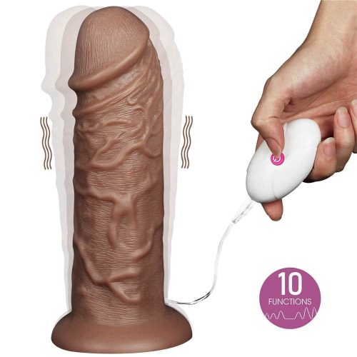 10,5' realistischer pummeliger vibrierender Dildo-Braun