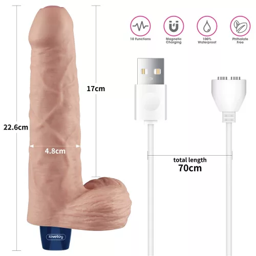 9" REAL SOFTEE wiederaufladbarer vibrierender Dildo (Flesh)