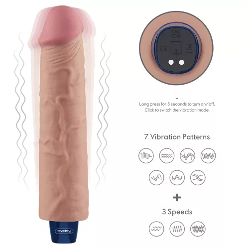 9,5" REAL SOFTEE wiederaufladbarer vibrierender Dildo (Fleisch)
