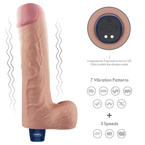 10" REAL SOFTEE wiederaufladbarer vibrierender Dildo (Fleisch)_B15O50_4