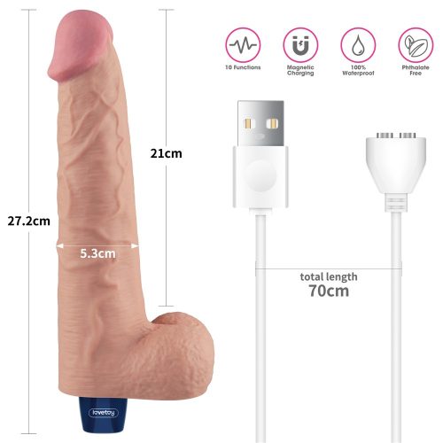 10,5" REAL SOFTEE wiederaufladbarer vibrierender Dildo (Fleisch)_B15O50_4