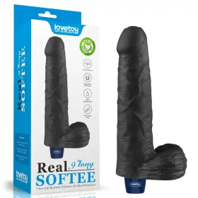   9" REAL SOFTEE wiederaufladbarer vibrierender Dildo (Schwarz)_B15O50_4