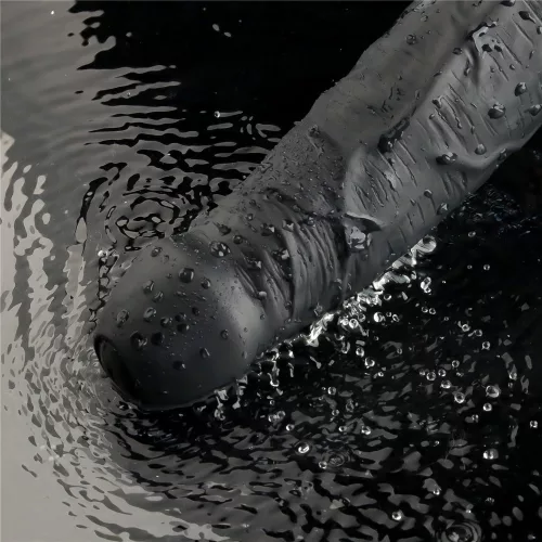 9" REAL SOFTEE wiederaufladbarer vibrierender Dildo (Schwarz)_B15O50_4