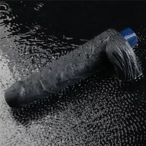 9" REAL SOFTEE wiederaufladbarer vibrierender Dildo (Schwarz)_B15O50_4