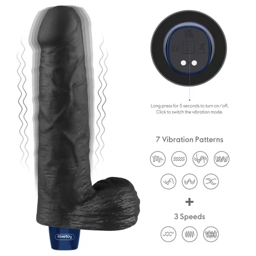 9" REAL SOFTEE wiederaufladbarer vibrierender Dildo (Schwarz)_B15O50_4