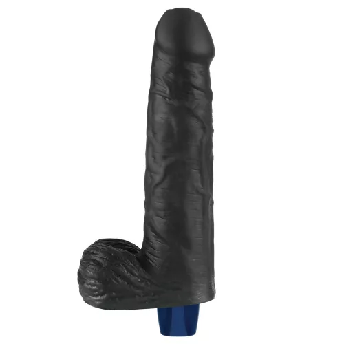 9" REAL SOFTEE wiederaufladbarer vibrierender Dildo (Schwarz)_B15O50_4