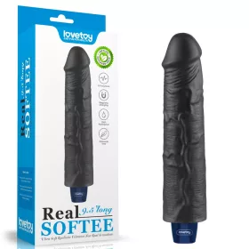   9,5" REAL SOFTEE wiederaufladbarer vibrierender Dildo (Schwarz)_B15O50_4