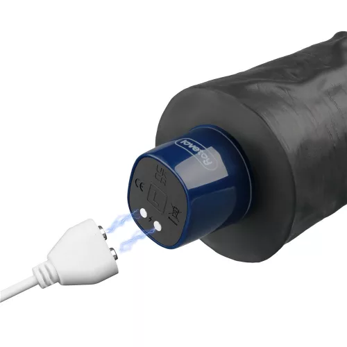 9,5" REAL SOFTEE wiederaufladbarer vibrierender Dildo (Schwarz)_B15O50_4