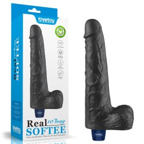   10" REAL SOFTEE wiederaufladbarer vibrierender Dildo (Schwarz)_B15O50_4