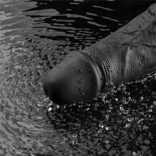 10" REAL SOFTEE wiederaufladbarer vibrierender Dildo (Schwarz)_B15O50_4