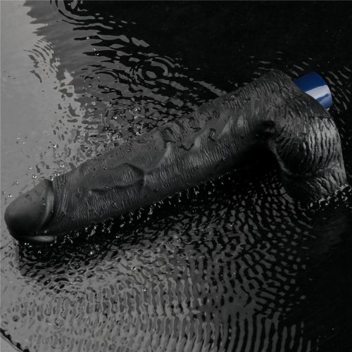 10" REAL SOFTEE wiederaufladbarer vibrierender Dildo (Schwarz)_B15O50_4