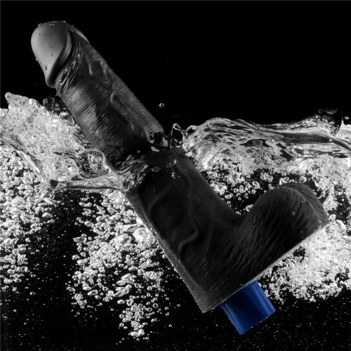 10" REAL SOFTEE wiederaufladbarer vibrierender Dildo (Schwarz)_B15O50_4