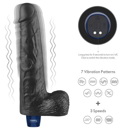 10" REAL SOFTEE wiederaufladbarer vibrierender Dildo (Schwarz)_B15O50_4