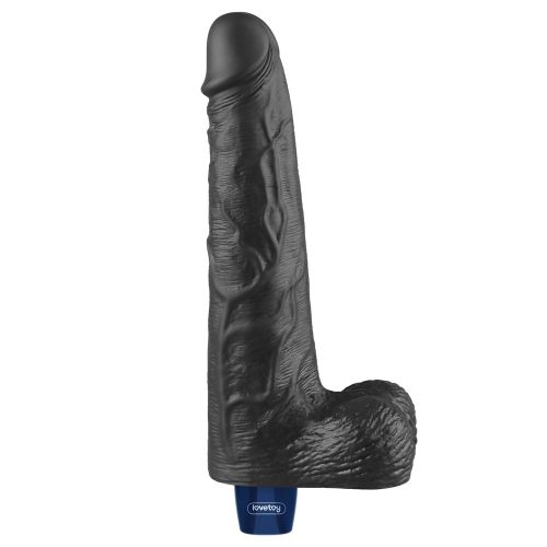 10" REAL SOFTEE wiederaufladbarer vibrierender Dildo (Schwarz)_B15O50_4